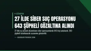 27 İlde Siber Suç Operasyonu 643 Şüpheli Gözaltına Alındı
