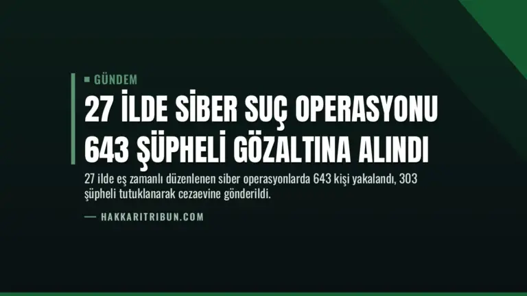 27 İlde Siber Suç Operasyonu 643 Şüpheli Gözaltına Alındı