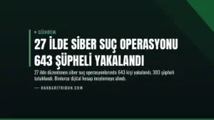 27 İlde Siber Suç Operasyonu 643 Şüpheli Yakalandı