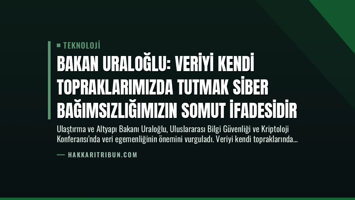 Bakan Uraloğlu: Veriyi Kendi Topraklarımızda Tutmak Siber Bağımsızlığımızın Somut İfadesidir