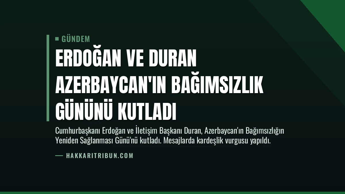 Erdoğan ve Duran Azerbaycan’ın Bağımsızlık Gününü Kutladı