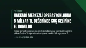 Hakkari Merkezli Operasyonlarda 5 Milyar TL Değerinde Suç Gelirine El Konuldu