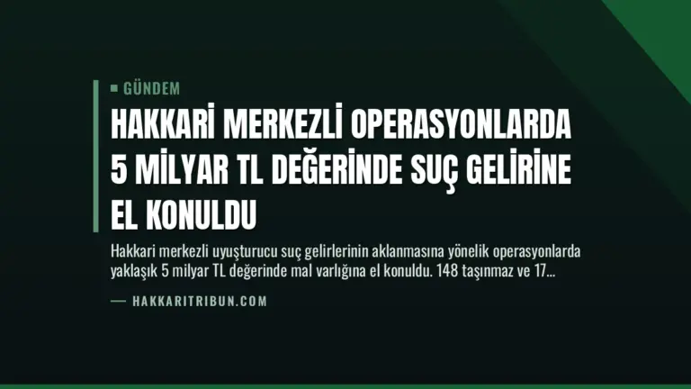 Hakkari Merkezli Operasyonlarda 5 Milyar TL Değerinde Suç Gelirine El Konuldu