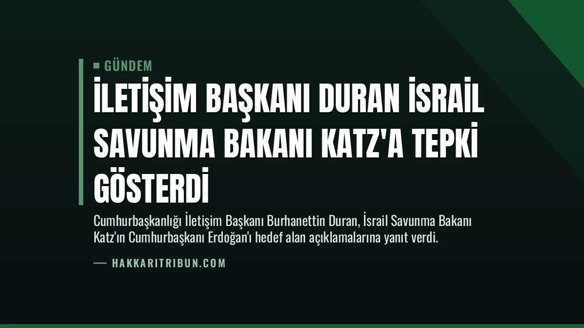 İletişim Başkanı Duran İsrail Savunma Bakanı Katz’a Tepki Gösterdi