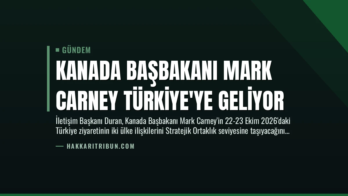 Kanada Başbakanı Mark Carney Türkiye’ye Geliyor