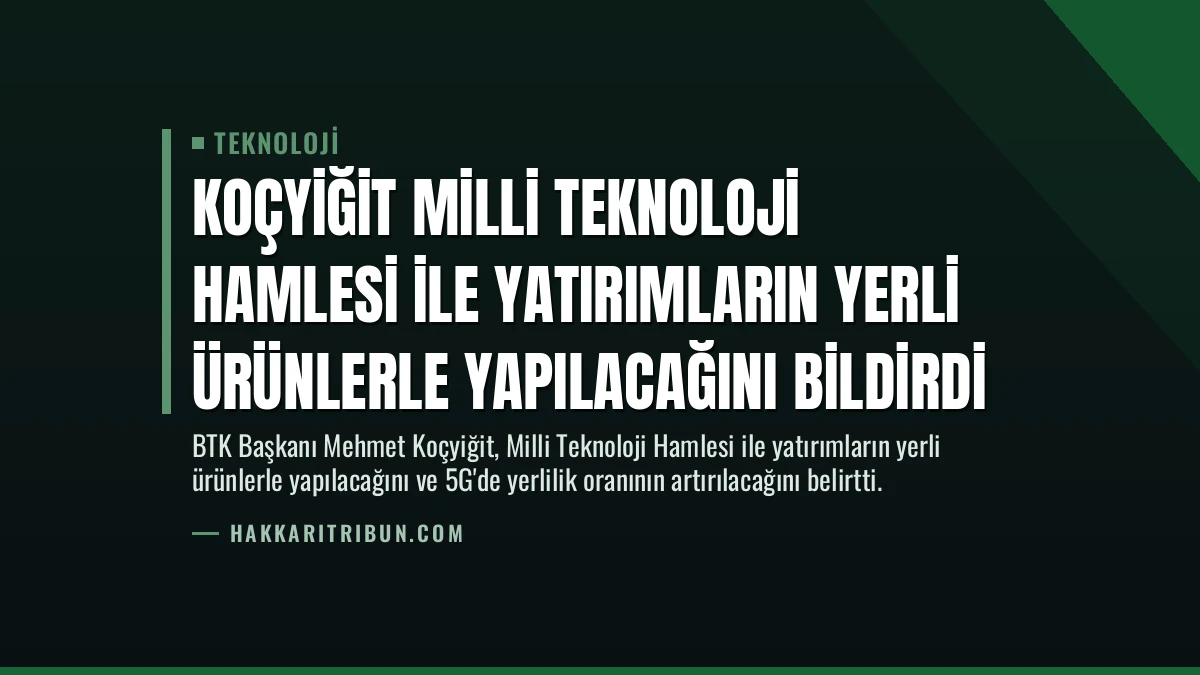 Koçyiğit Milli Teknoloji Hamlesi ile Yatırımların Yerli Ürünlerle Yapılacağını Bildirdi