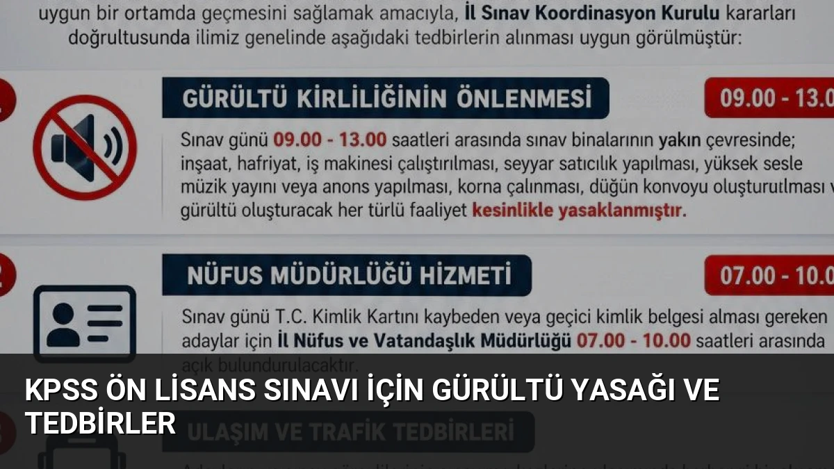 KPSS Ön Lisans Sınavı İçin Gürültü Yasağı ve Tedbirler