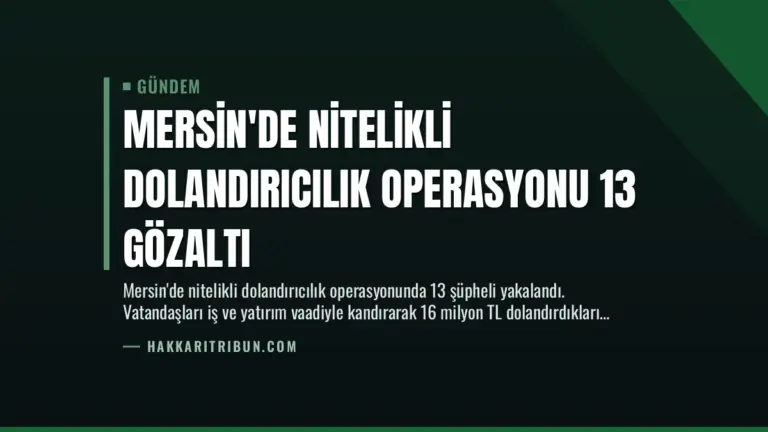 Mersin’de Nitelikli Dolandırıcılık Operasyonu 13 Gözaltı