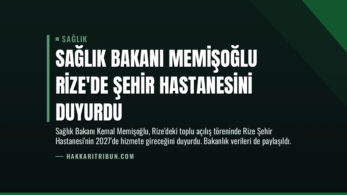 Sağlık Bakanı Memişoğlu Rize’de Şehir Hastanesini Duyurdu