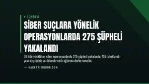 Siber Suçlara Yönelik Operasyonlarda 275 Şüpheli Yakalandı