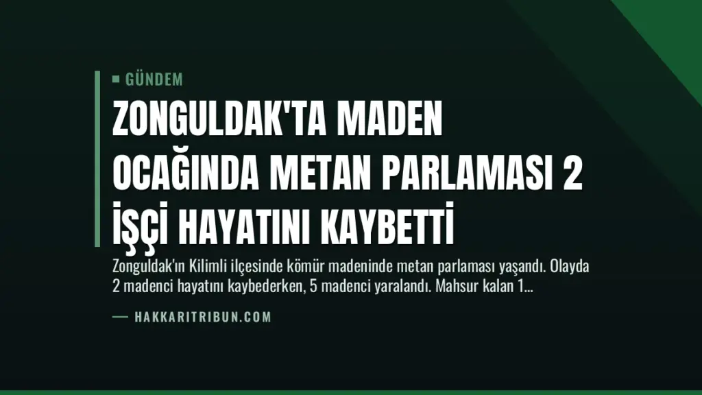 Zonguldak'ta Maden Ocağında Metan Parlaması 2 İşçi Hayatını Kaybetti